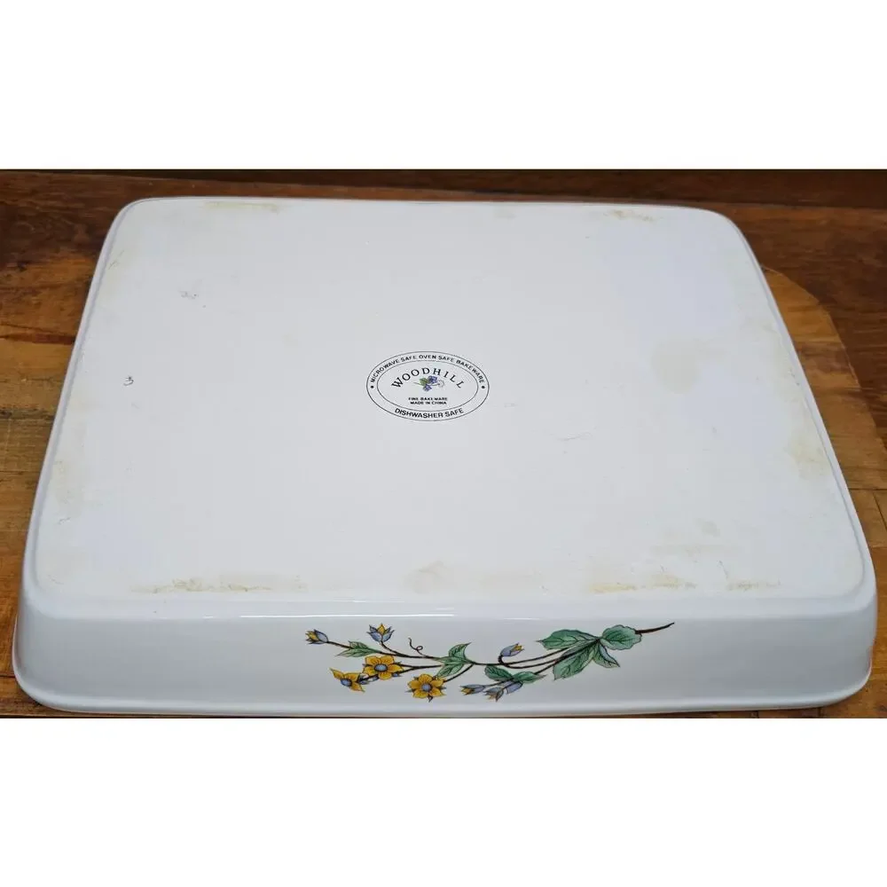 Woodhill Fine Bakeware Ceramic Botanical Floral Casserole Lasagna Dish 12 x 9